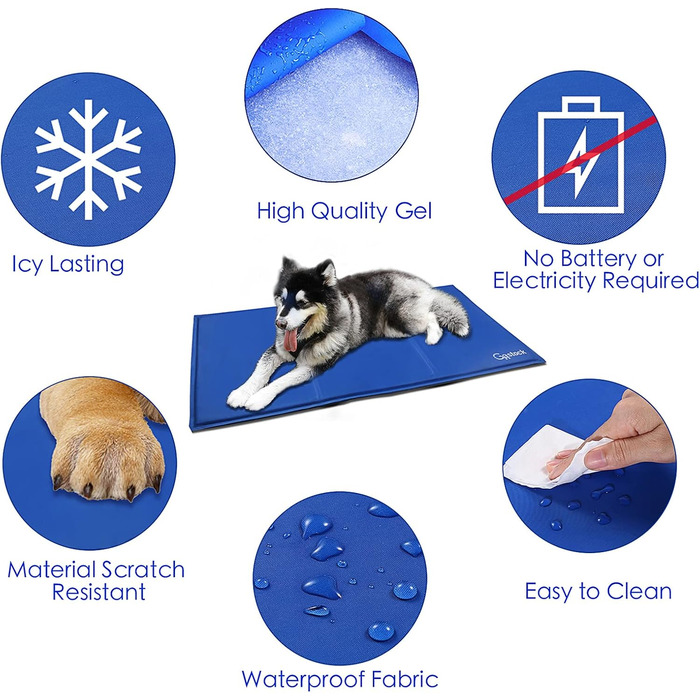 GoStock Cooling Mat for Dogs, Pet Cooling Mat Non-Toxic Gel Self-Cooling Mat for Dogs and Cats, Pet Cooling Mat Dog Cooler Pad for Crates, Kennels and Beds (90 * 50cm)