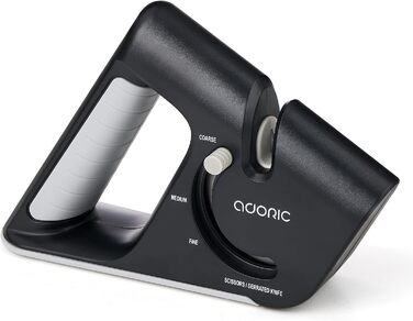 Точилка для ножів Adoric з 3 ступенів, вольфрамовий сталь, діамант, кераміка. Чорний колір