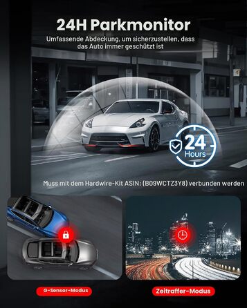 Автомобільний відеореєстратор REDTIGER 4K STARVIS 2 з передньою та задньою камерами, CPL-фільтром, 3.18