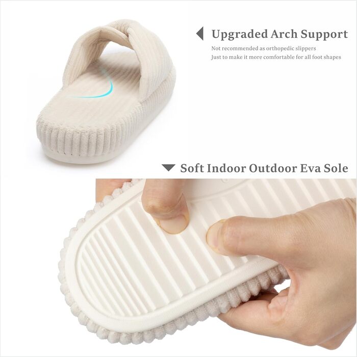 Жіночі халапи Чантомoo з піною Memory Foam, зручні та трендові, для дому та сну, з бантиком та перехресними ремінцями, колір бежевий, розмір 38/39 EU