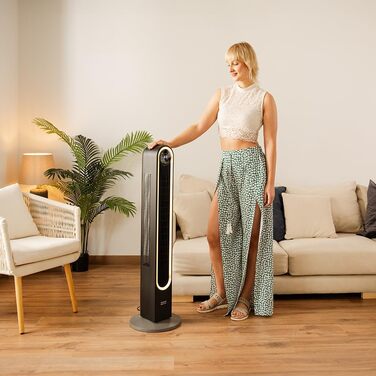 Турбовентилятор Cecotec EnergySilence 9090 Skyline Ionic, 119 см, 45 Вт, іонізатор, LED-дисплей, пульт ДК, 3 режими, 12 год таймер, осциляція 70º, висота 47' (42' висота), чорний