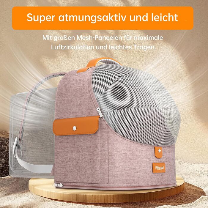 Розширюваний рюкзак для кота - рюкзак-переноска для тварин з дихаючим 4D-сіткою, для собак та котів до 12 кг (Рожевий)