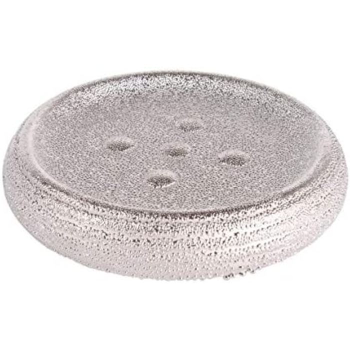 Набір для ванної кімнати MSV Oman, 4 шт. з кераміки: мильниця, тримач для зубних щіток, дозатор для мила та щітка для унітазу, сріблястий