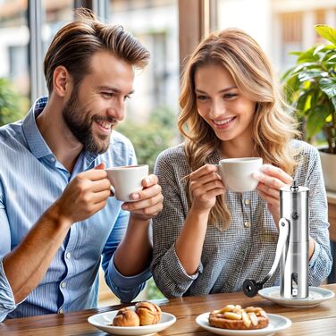 Кавомолка Coffee Fox® з нержавіючої сталі та керамічним жорном - ручна кавомолка для дому, подорожей, офісу