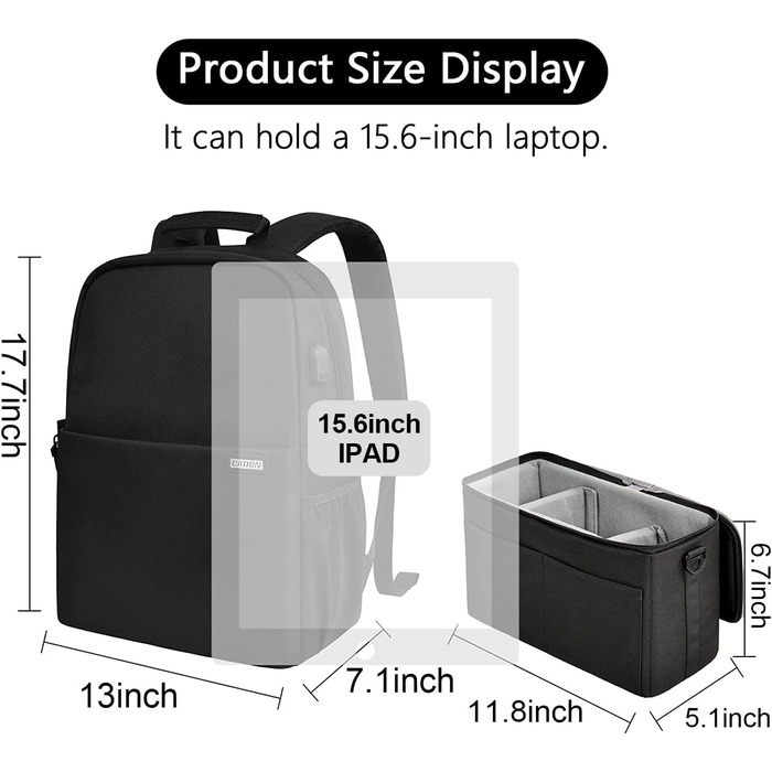 Чохол для камери CADeN, ватерпроф, з двома відділеннями, сумісний з Canon, Nikon, Sony - чорний (L)