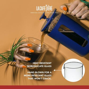 Френч-прес La Cafetière Pisa 1 л, боросилікатне скло, нержавіюча сталь, для меленої кави та чаю, синій