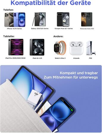 Подвійний зарядний пристрій USB-C 20W PD 3.0 з кабелем 2м, білий (2 шт.)