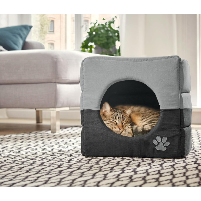 Будка для котів та собак Dehner Luca 2в1, 40x40x40 см, поліестер, сірий