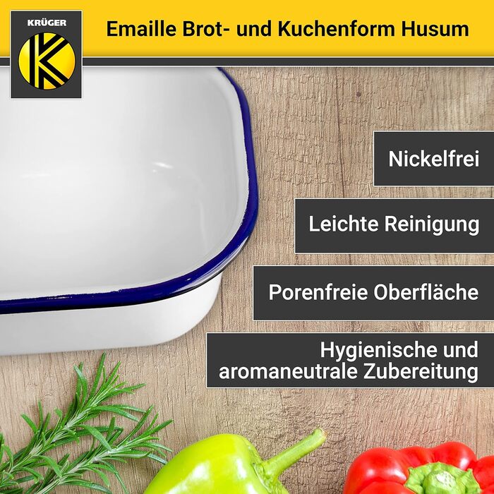 Форма для випікання хліба і кексу Krüger Husum 32×14×6,5 см, емальована, стійка до подряпин, для індукції та посудомийки, до 250°C