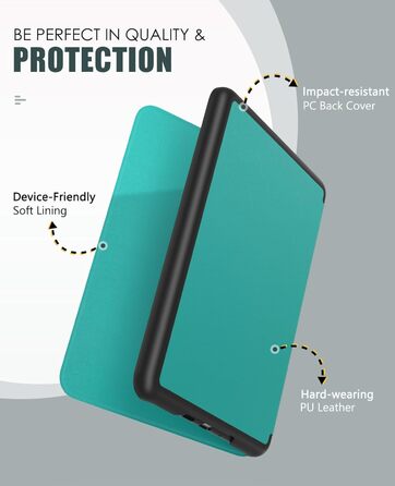 Чохол MoKo для Kindle Paperwhite 2024 (12-го покоління) та Kindle Colorsoft Signature Edition 2024, Jade Green (А-Jade Green), з авто-ввімкненням/вимиканням