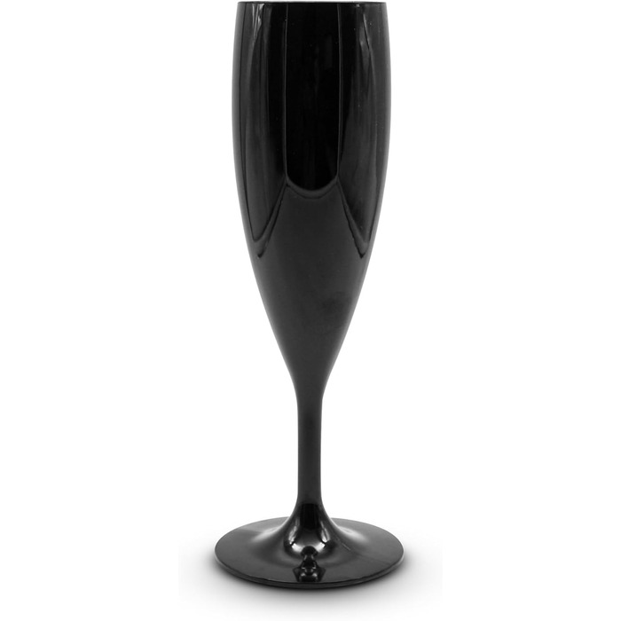 DOJA Barcelona: Набір з 6 склянок для шампанського, 60 мл, чорний полікарбонат, багаторазові | 195x68x2 мм