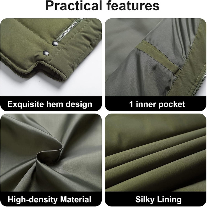 Чоловіча пухова жилетка Chrisuno Casual з капюшоном, стеганий пуховик, жилетка для активного відпочинку та катання на лижах, зелений (армійний)