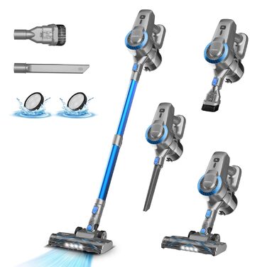 Бездротовий акумуляторний пилосос Horizon-blue з потужністю 28000Pa, 175W, час роботи 55 хвилин, антизаплутана щітка, самостійна парковка, легкий, для килимів, твердих підлог, шерсті тварин