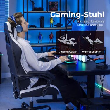 Ігрове крісло GTPLAYER ергономічне офісне крісло з регульованою підголівником та поперековою підтримкою, біле