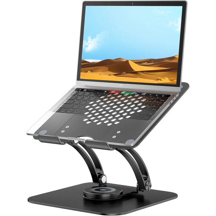 Adjustable Laptop Stand with 360° Swivel Base - Ergonomic Laptop Riser for Desk & Standing Use - Fits 10-17