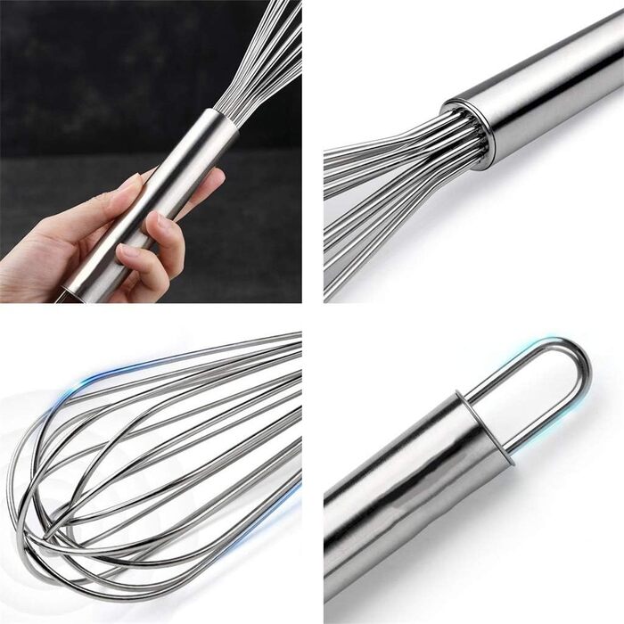 Whisk, Bold, Thick, Stainless Steel, Non-Stick, Used for Whisking Eggs and Cream, Home and Commercial Use (Size: 33×6cm)