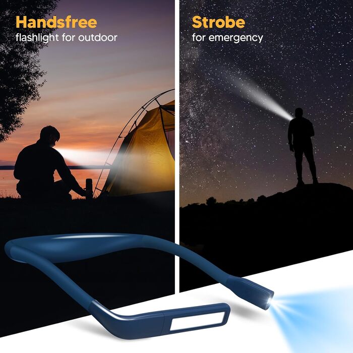 LED лампа на шию для читання Buch синя: книжкова лампа, ліхтарик для в'язання, подарунок чоловікові на Різдво