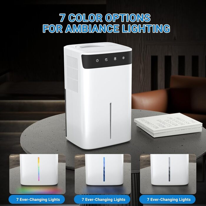 Зволожувач повітря 2600 мл з нічним підсвічуванням, тихий, для спальні, ванної кімнати, шафи та гардеробу