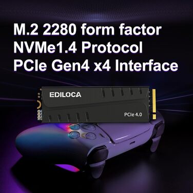 SSD накопичувач 500GB NVMe M.2 PCIe Gen4 з радіатором для PS5, ноутбука та ПК, 7400 MB/s, 3D NAND TLC