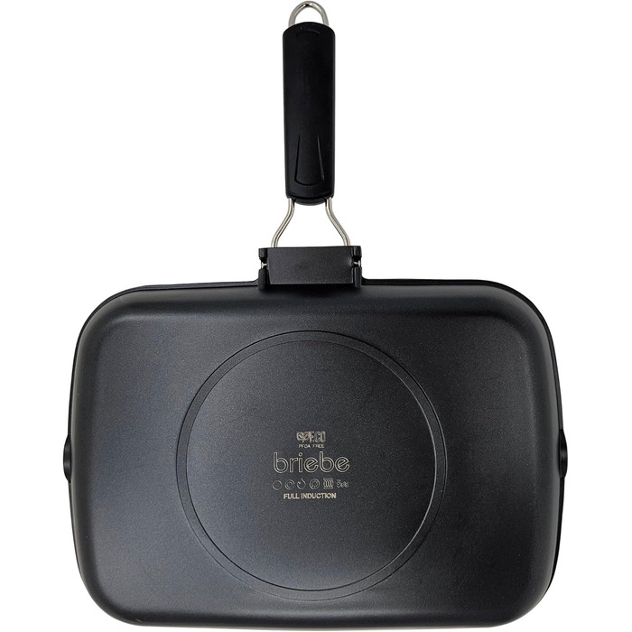 Гриль-сковорода Brieve Black Titanium індукційна, алюмінієва з антипригарним покриттям, складана, 34x24 см