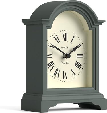 JONES CLOCKS® Bistro Table Clock | Classic Arch Design | White | Timeless style for desk, table, shelf or nightstand (Green)