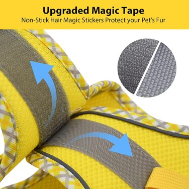 Нашийник та поводок для собак: комплект для прогулянок, нашийник для цуценят, м'який дихаючий аксесуар для тварин, світловідбиваючі смуги, для дуже маленьких собак та котів, блакитно-рожевий (XXXS, жовтий)