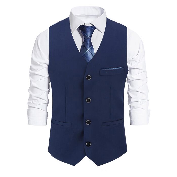 Чоловічий класичний жилет Athemen Slim Fit з V-подібним вирізом для костюма, бізнес-стиль та весіль (3XL, синій #922)
