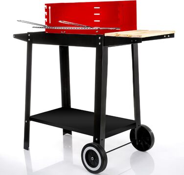 Five-Star Grill&Chill Charcoal Grill - Garden Grill, Chrome Rost 50 cm × 26.5 cm, Two Transport Wheels, GC0010