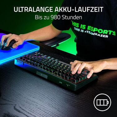 Механічна ігрова клавіатура Razer BlackWidow V4 TKL з зеленими перемикачами (RGB Chroma, 6 макро-клавіш, Doubleshot ABS-кейкапи, QWERTY US-розкладка)