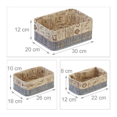 Relaxdays 3-Piece Bamboo Storage Baskets