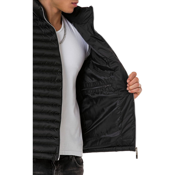 Чоловіча жилетка Redbridge з коміром-стійкою, модель Bubble Vest, колір чорний