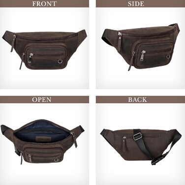 Чоловіча поясна/животна сумка Marc Peter® Varadero з натуральної шкіри Наппа | Перехресна сумка на пояс для чоловіків та жінок | Сумка на пояс з можливістю зміни ремінця (Кольори: Кольору вугілля, Мисливський)