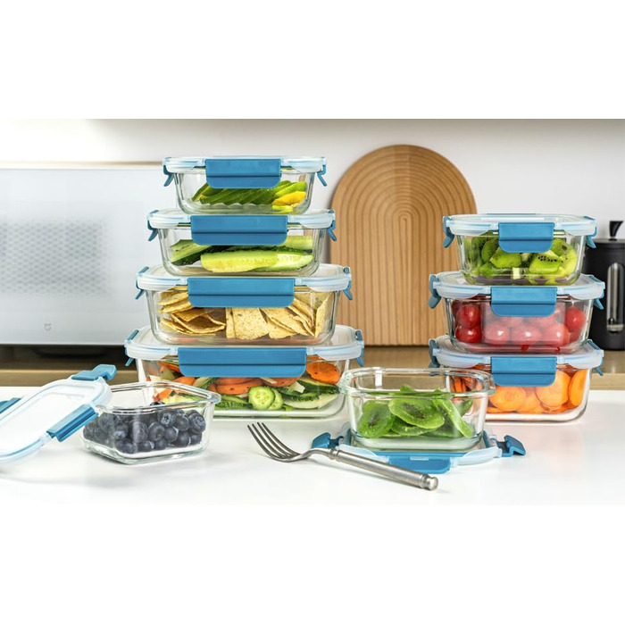 Набір контейнерів для зберігання їжі з боросилікатного скла з кришкою, BPA-free, герметичні, для мікрохвильової печі, духовка, посудомийна машина – контейнери для Meal Prep для кухні, офісу SA178-18PC