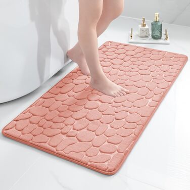 Килимок для ванної кімнати chakme з ефектом пам'яті (Memory Foam), абсорбуючий антиковзаючий килим у ванну та вітальню, рожевий, 60×120 см