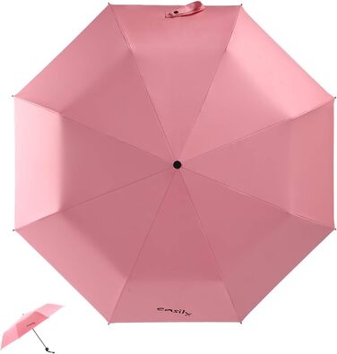 Зонт компактний, складаний, з UV-захистом, від Voy Lady – Рожевий, з квітковим малюнком (квіти сакури), діаметр у розкладеному стані 96 см