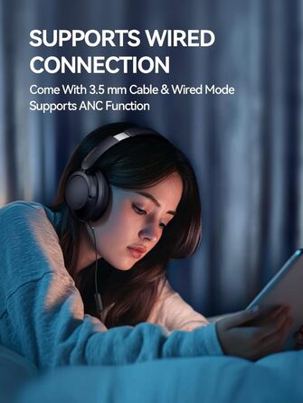 1MORE Sonoflow Pro Бездротові навушники Bluetooth з активним шумопоглинанням, Over-Ear, LDAC, Hi-Res звук, Bluetooth 5.4, 100 годин, зручні, кристально чисті дзвінки (Чорний)