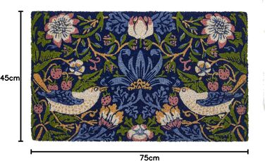 Entryways Victoria and Albert Museum Strawberry Thief Coir Doormat, Coconut Fiber, Multi, 45 x 75