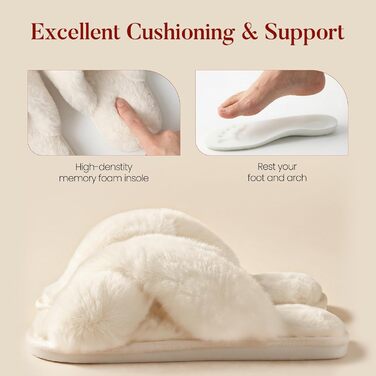 Тапочки халатні жіночі Ankis Plüsch з перехресними ремінцями, теплі зимові, з піною пам'яті та відкритими пальцями. М'які та пухнасті тапочки для дому та вулиці (білий, чорний, сірий, рожевий, верблюжий) 38/39 EU