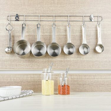 Smithcraft Measuring Cup Set, 7 Pieces, 18/8 Stainless Steel, Silver, Measuring Cups, for Dry and Liquid Ingredients, Metric and US Measurements, Engraved, 240 ml, 9 pieces
