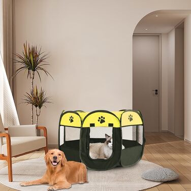 Клітка-загін для собак та цуценят, складана, 73x73x43 см, зелений