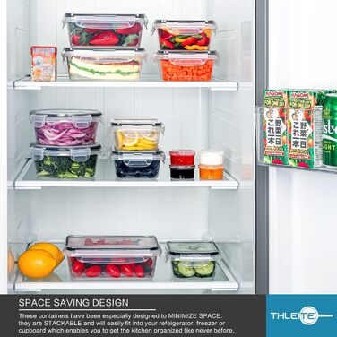 Набір контейнерів для зберігання продуктів 48 шт. (24 контейнери, 24 кришки) - BPA free, для холодильника, морозильника та мікрохвильової печі