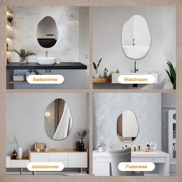 Дзеркало Boromal Spiegel чорне 40x60 см з металевим обрамленням для ванної, туалету, спальні (55x80 см, асиметричний стиль D)