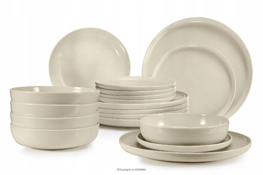 Обідній сервіз Konsimo Victo, бежевий глянцевий, набір на 6 осіб (18 предметів)