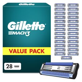 Смінні леза для чоловічої бритви Gillette Mach 3 Original, сині, 28 шт