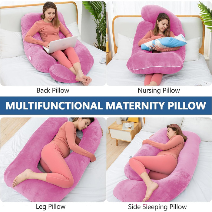 Подушка для вагітних AS AWESLING U-подібної форми, повного тіла, для годування, підтримки, знімний чохол (зелений, піна з пам'яті) (фіолетовий, піна з пам'яті)