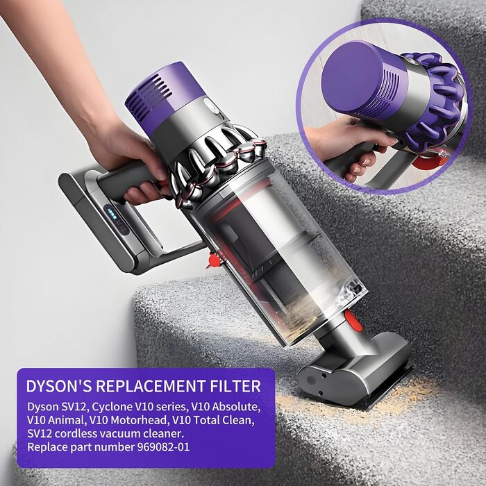Комплект HEPA-фільтрів для пилососа Dyson V10 (SV12, Cyclone, Absolute, Animal, Total Clean), 4 шт. з щіткою для чищення