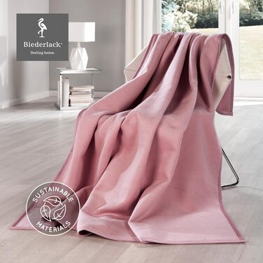 Biederlack Плюшева плед-ковдра Pure Cotton, 100% бавовна, рожева, 150x200 см, екологічна, вироблено в Німеччині
