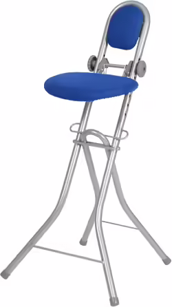 Rebell Ironing Aid Standing Aid Standing Chair 6-Way Height Adjustable Folding Ironing Chair Standing Seat Ergonomic Sitting - Standing seat for ironing with backrest (Blue)