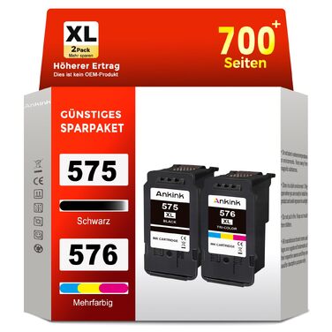 Картриджі для принтера ANKINK сумісні з Canon 575, 576 XL (набір чорнильних картриджів, заміна)