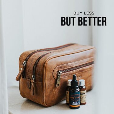 Шкіряна косметичка для подорожей Berliner Bags Premium Kulturbeutel Max, велика сумка для гігієни з 2 відділеннями для жінок та чоловіків (Camel)